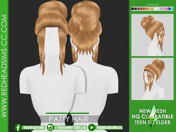 Maxis Match PATTY HAIR by redheadsims - The Sims 4 custom content