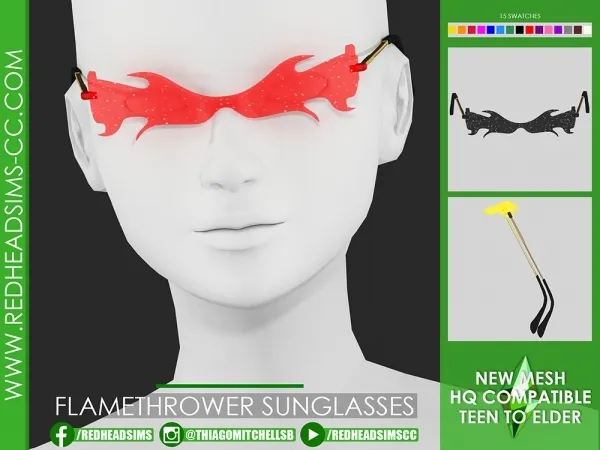 Alpha FLAMETHROWER SUNGLASSES by redheadsims - The Sims 4 Custom Content