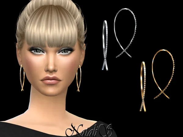 Alpha NataliS_Upside down hoop earrings with crystals by thesimsresource - The Sims 4 Custom Content