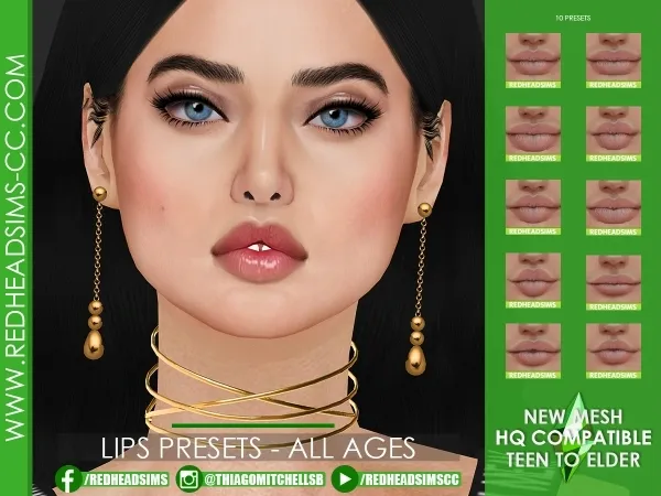 Maxis Match LIPS PRESETS ALL AGES by redheadsims - The Sims 4 Custom Content