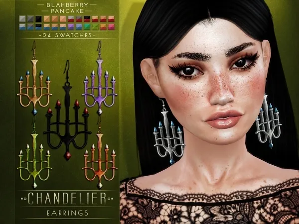 Alpha Blahberry Pancake Chandelier Earrings by blahberry-pancake - The Sims 4 custom content