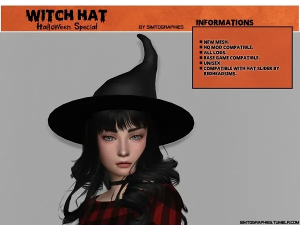 Alpha Witch Hat Halloween Special by simtographies - The Sims 4 Custom Content