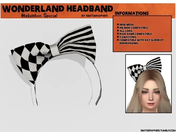 Alpha Wonderland Headband Halloween Special by simtographies - The Sims 4 Custom Content
