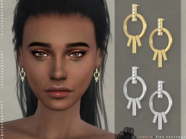 Maxis Match Fitz Earrings Christopher067 by christopher067 - The Sims 4 Custom Content