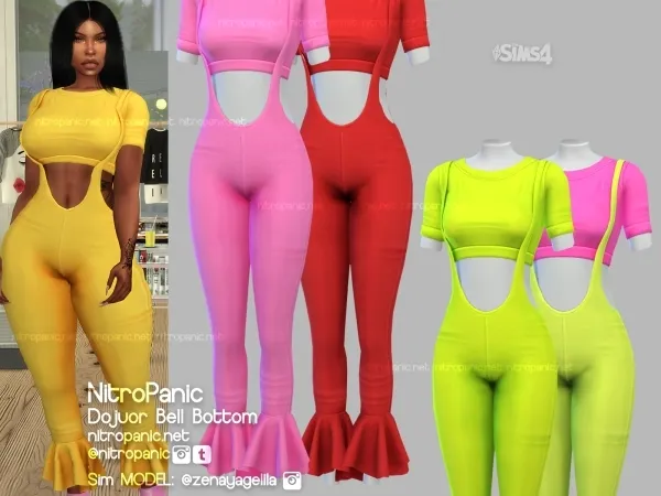 Alpha Dujour Bell Bottom Jumpsuit by nitropanic - The Sims 4 Custom Content