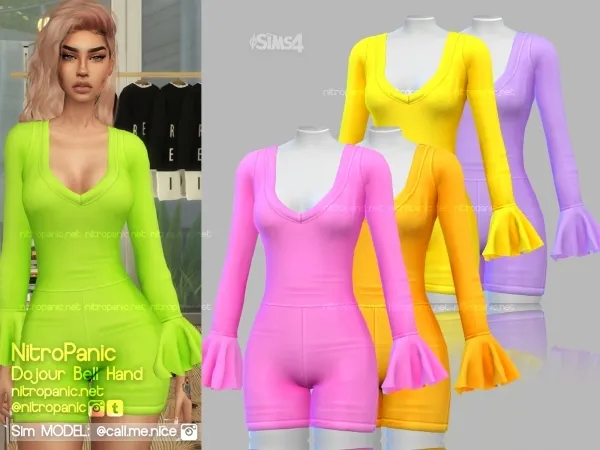 Alpha Dujour Bell Hand Jumpsuit - The Sims 4 Custom Content
