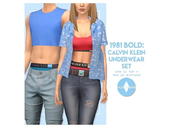 Maxis Match 1981 BOLD CALVIN KLEIN UNDERWEAR SET by nucrests - The Sims 4 Custom Content