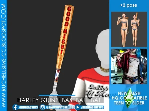 Alpha Harley Quinn Baseball Bat Pose by ruchellsims - The Sims 4 Custom Content