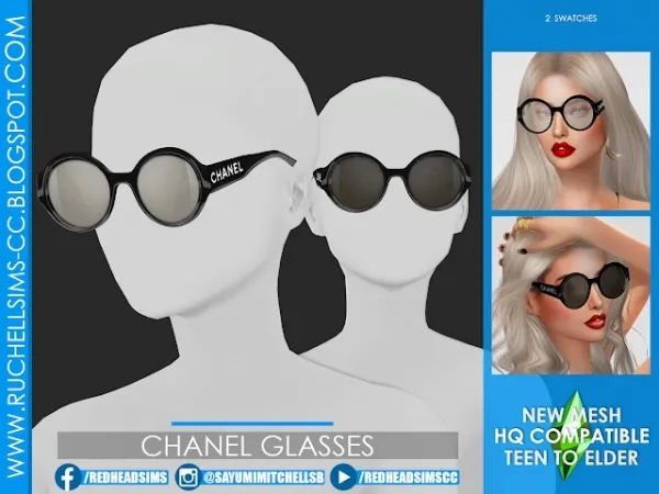 Alpha CHANEL GLASSES by ruchellsims - The Sims 4 Custom Content