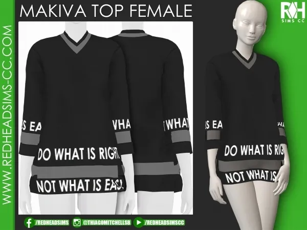 Alpha MAKIVA TOP FEMALE by redheadsims - The Sims 4 Custom Content