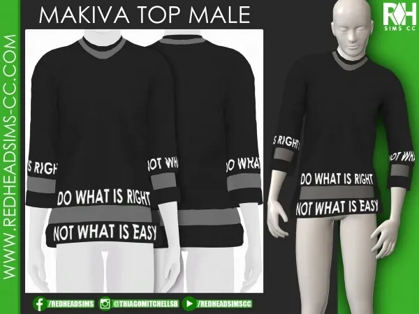 Alpha MAKIVA TOP MALE by redheadsims - The Sims 4 custom content