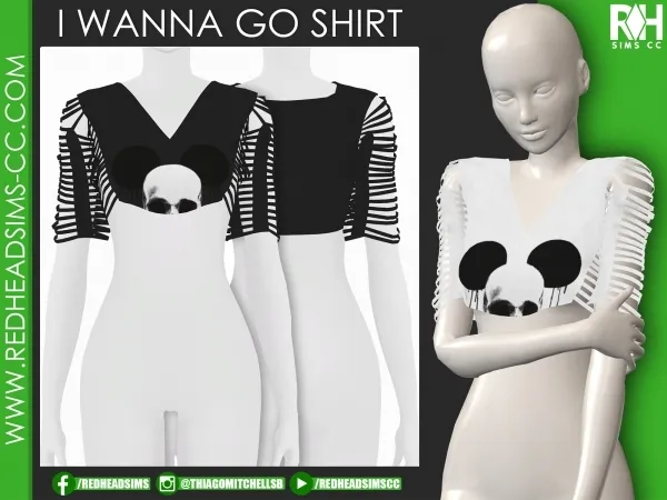 Alpha I WANNA GO SHIRT by redheadsims - The Sims 4 Custom Content