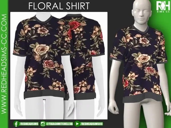 Maxis Match FLORAL SHIRT by redheadsims - The Sims 4 custom content