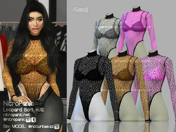 Alpha Leopard Bodysuit (TOP) by nitropanic - The Sims 4 Custom Content