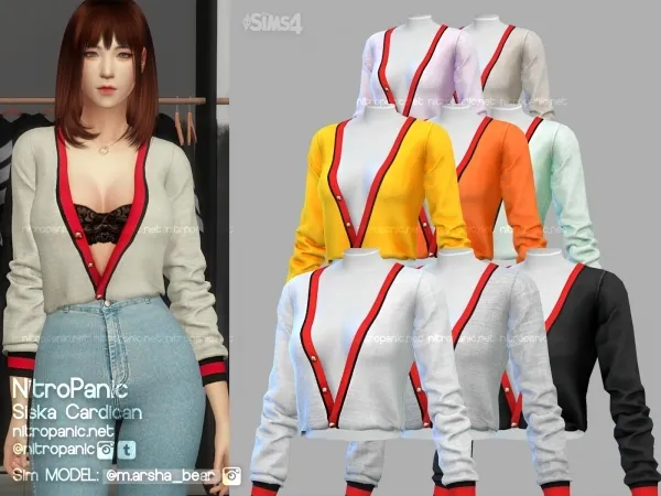 Alpha Siska Cardigan by nitropanic - The Sims 4 Custom Content