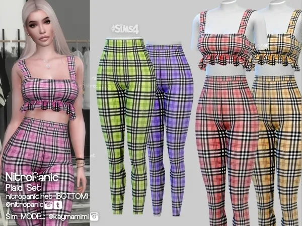 Alpha Plaid Set (BOTTOM) by nitropanic - The Sims 4 Custom Content