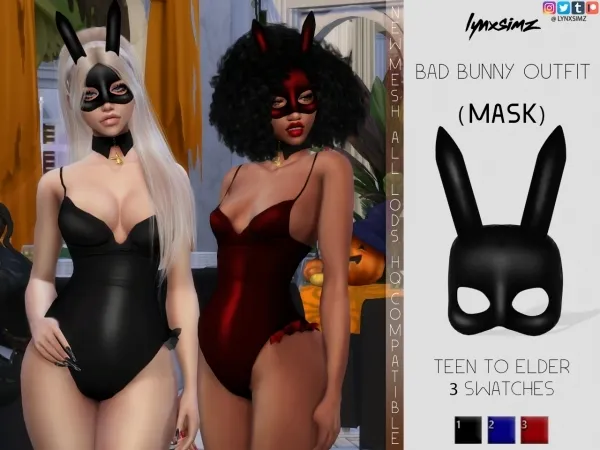 Alpha lynxsimz bad bunny set (mask) by lynxsimz - The Sims 4 Custom Content