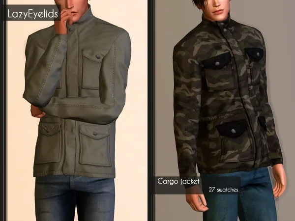 Alpha Cargo jacket by lazyeyelids - The Sims 4 Custom Content