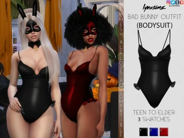 Alpha lynxsimz bad bunny set (bodysuit) by lynxsimz - The Sims 4 Custom Content