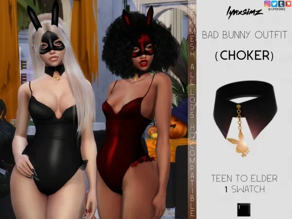 Alpha lynxsimz bad bunny set (choker) by lynxsimz - The Sims 4 Custom Content