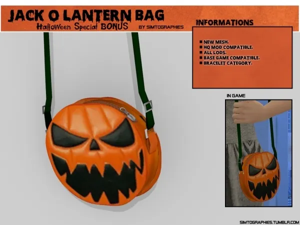 Alpha Jack O Lantern Bag Halloween Special BONUS - The Sims 4 Custom Content
