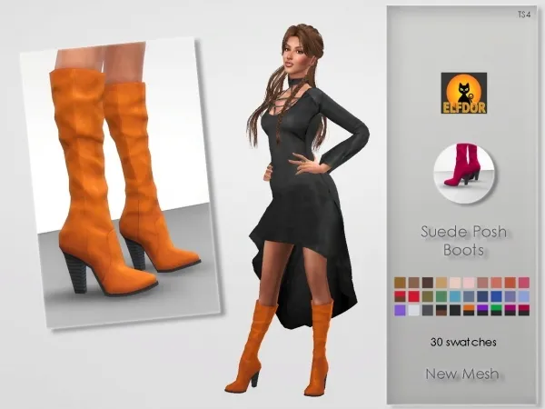 Maxis Match Suede Posh Boots by elfdor - The Sims 4 Custom Content