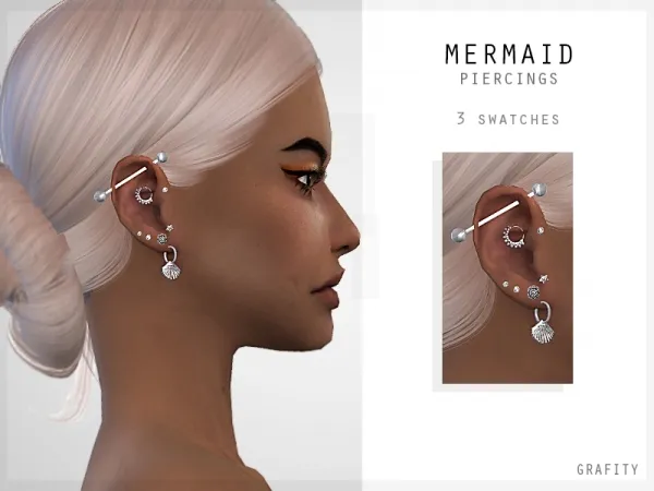 Alpha Mermaid Piercings - The Sims 4 Custom Content
