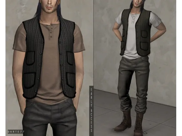 Alpha darte77 V Neck Cotton Vest by simsfinds - The Sims 4 Custom Content