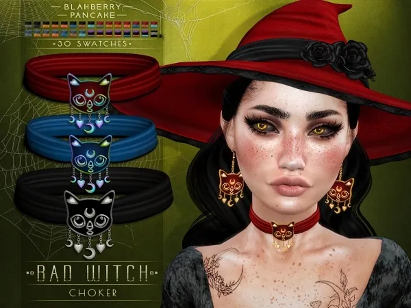 Alpha Blahberry Pancake Bad Witch Choker by blahberry-pancake - The Sims 4 Custom Content