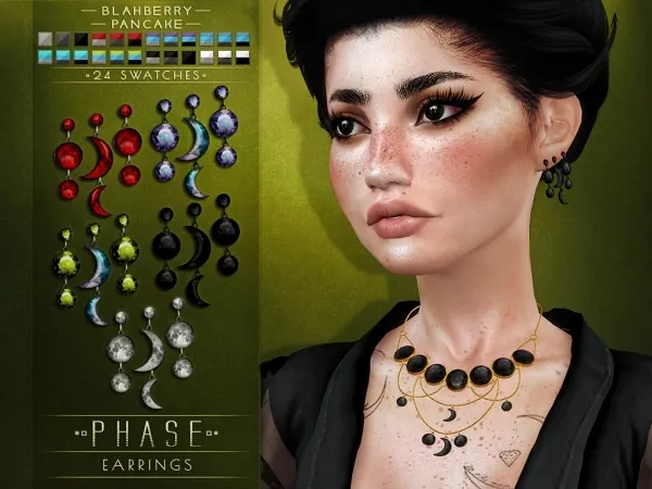 Alpha Blahberry Pancake Phase Earrings by blahberry-pancake - The Sims 4 Custom Content