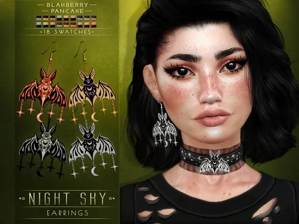 Alpha Blahberry Pancake Night Sky Earrings by blahberry-pancake - The Sims 4 custom content