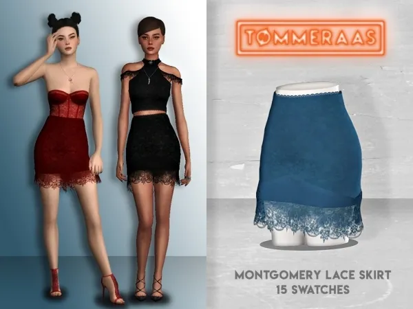 Alpha TØMMERAAS Montgomery Lace Skirt by tommeraas - The Sims 4 Custom Content
