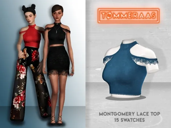 Alpha TØMMERAAS Montgomery Lace Top by tommeraas - The Sims 4 Custom Content