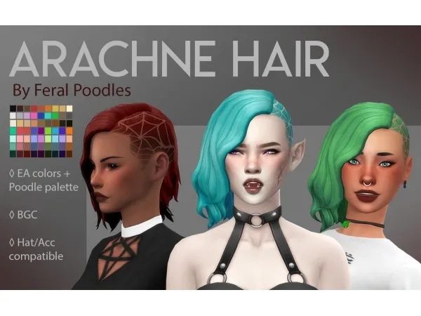 Maxis Match feralpoodles Arachne Hair - The Sims 4 Custom Content