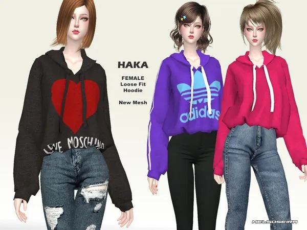 Alpha HAKA Loose Fit Hoodie - The Sims 4 Custom Content