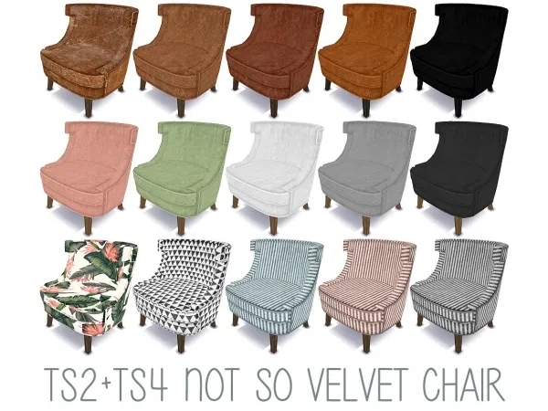 Alpha riekus13 Recolors of Poccis Velvetchair and the Pixelrys conversion by simsfinds - The Sims 4 Custom Content