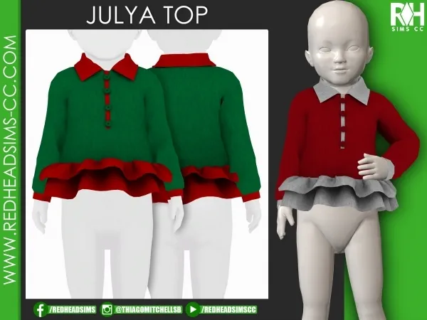 Alpha JULYA TOP by redheadsims - The Sims 4 Custom Content