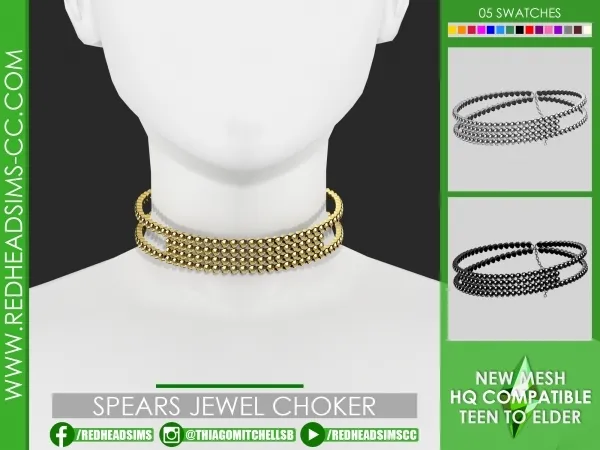 Alpha SPEARS JEWEL CHOCKER by redheadsims - The Sims 4 Custom Content