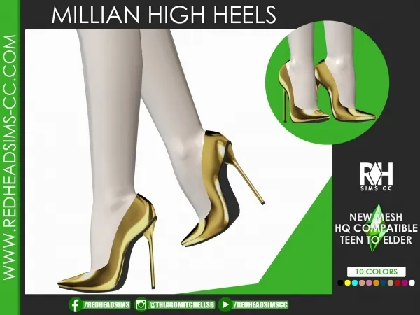 Alpha MILLIAN HIGH HEELS by redheadsims - The Sims 4 custom content