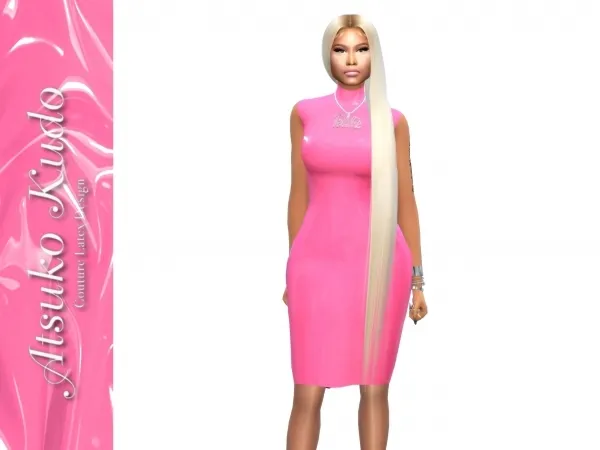 Alpha Atsuko Kudo Joy Sleeveless Dress by quen2n - The Sims 4 Custom Content