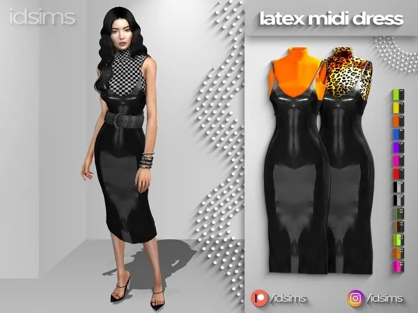 Alpha Latex Midi Dress by polygoncouture - The Sims 4 custom content