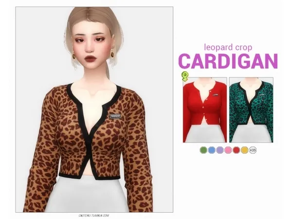 Maxis Match LEOPARD CROP CARDIGAN by simsfinds - The Sims 4 Custom Content