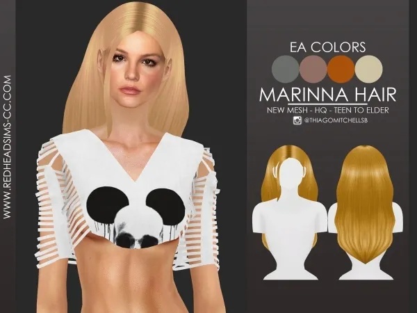 Maxis Match MARINNA HAIR by redheadsims - The Sims 4 Custom Content