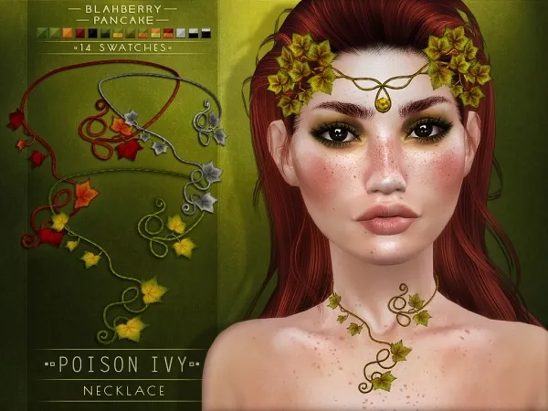 Alpha Blahberry Pancake Poison Ivy Necklace by blahberry-pancake - The Sims 4 custom content