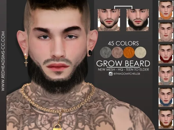 Alpha GROW BEARD by redheadsims - The Sims 4 Custom Content