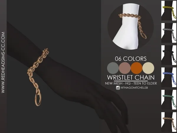 Alpha WRISTLET CHAIN by redheadsims - The Sims 4 custom content