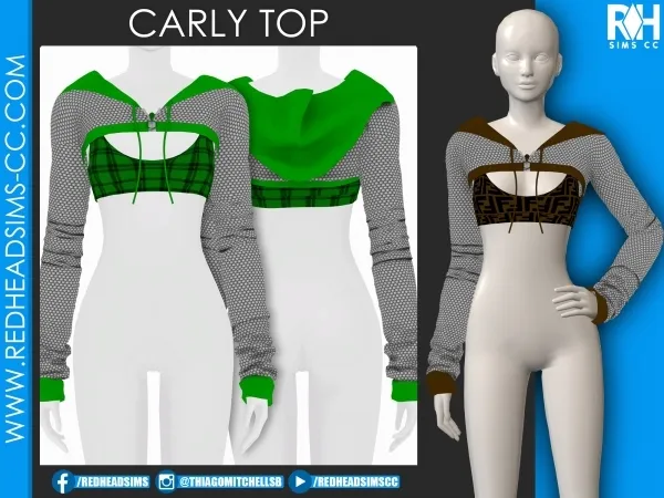 Alpha CARLY TOP by redheadsims - The Sims 4 custom content