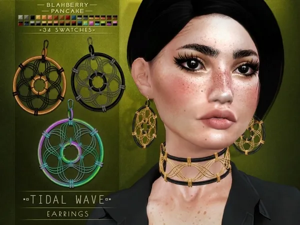 Alpha Blahberry Pancake Tidal Wave Earrings by blahberry-pancake - The Sims 4 Custom Content