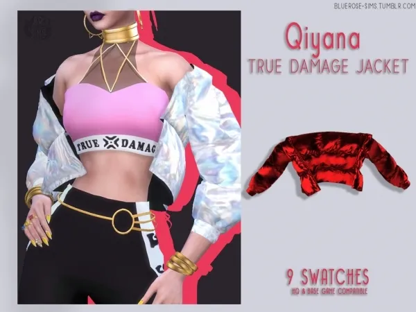 Alpha Qiyana True Damage Jacket Brsims by bluerose-sims - The Sims 4 Custom Content
