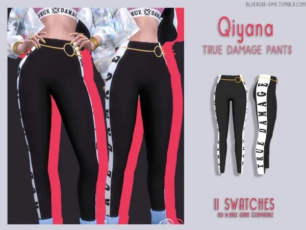Alpha Qiyana True Damage Pants BRsims by bluerose-sims - The Sims 4 Custom Content